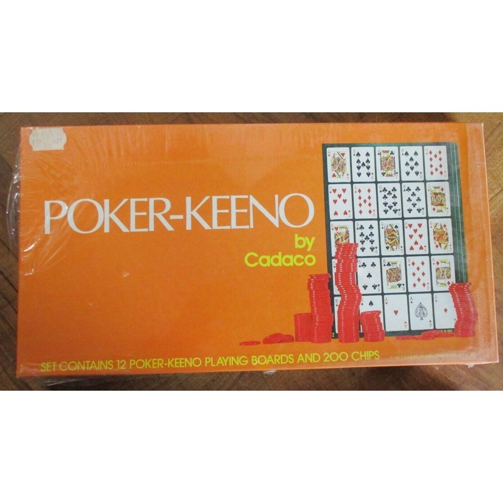 POKER-KEENO Vintage Pokeno 12 Board Set Complete 1977 Cadaco New, in packaging